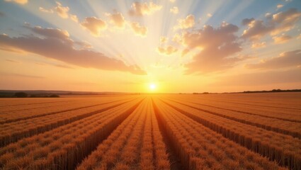 Golden fields at sunrise