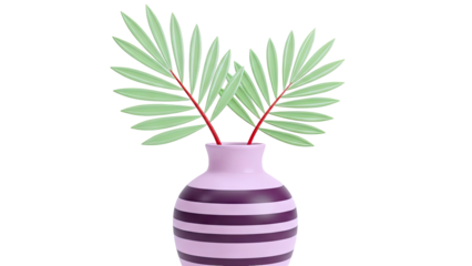 Striped Vase with Palm Leaves
