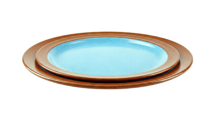 Stack of Blue and Brown Dinner Plates