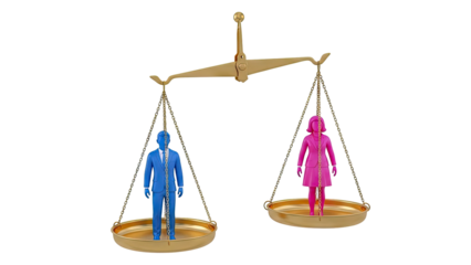 Gender Equality Balance Scale with Male and Female Figurines