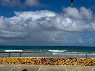 The beach in Luquillo on a stormy day in Puerto Rico.