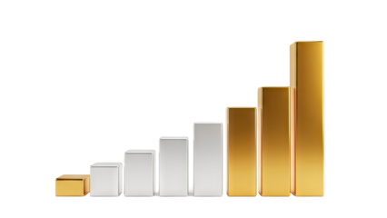 Gold and Silver Bar Chart Showing Growth