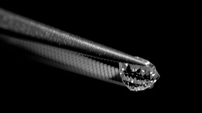 Close-up of a metallic precision tool on a dark background, highlighting texture, sharp detail and industrial design.