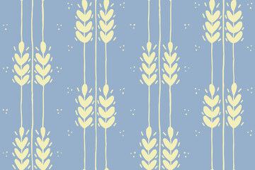 Minimal vertical stripe pattern featuring stylized wheat plants