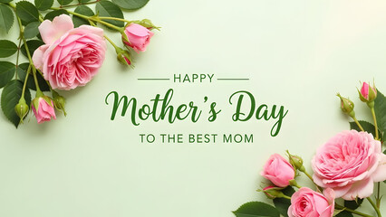 Mother's day greeting card with pink roses