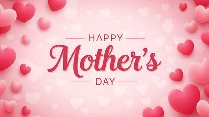 Happy mother's day greeting card with pink hearts