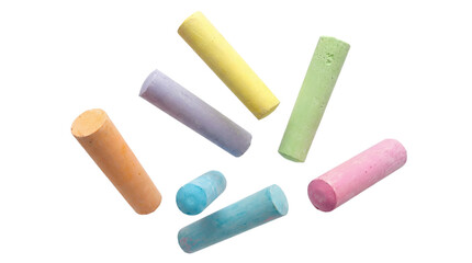 colorful chalk sticks scattered against a transparent background, perfect for art, education, and creative projects. © Glenn