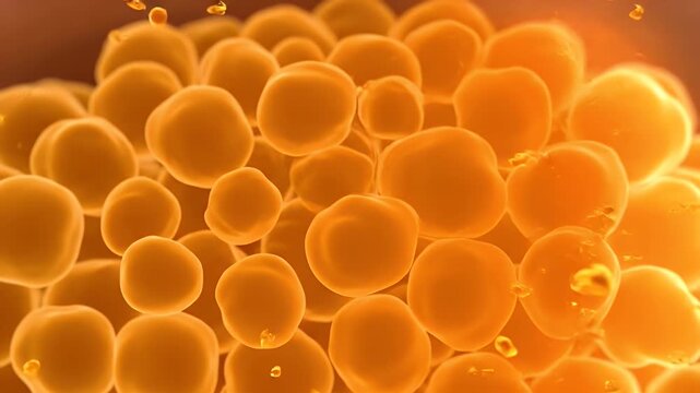 Adipose Cells Shrinking Medical Animation of Cellular Breakdown and Lipolysis Process Visualization for Pharmaceutical