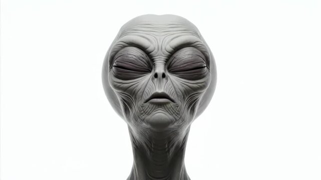 Alien Contemplation Extraterrestrial Thought on a Clean White Backdrop.
