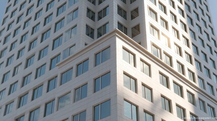 Fototapeta premium Modern Architectural Design with Geometric Shapes and Clear Glass Windows in Urban Structure