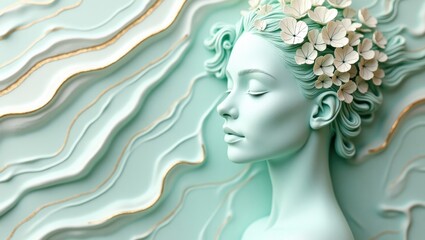 Serene woman with floral crown