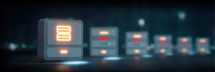 This digital narrative highlights connectivity as database and server empower enterprise management for a glowing future