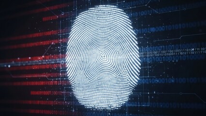 Fingerprint Scan Digital Security Access in Binary Code.