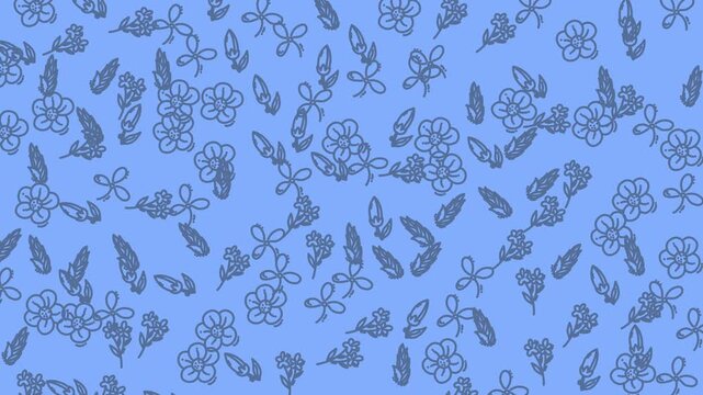 Light blue floral pattern with bows and leaves. Suitable for websites, invitations, and springthemed designs. Perfect for creating delicate and elegant visuals.