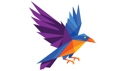 Vibrant low poly geometric bird illustration in bright colors for modern digital branding identity and creative nature wildlife conservation marketing assets.