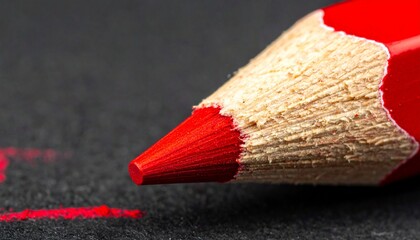 Macro Detail of Sharpened Red Colored Pencil