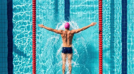 Swimmer butterfly pool sport water athlete competition lane male training Swimmer butterfly pool sport water athlete