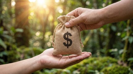 Finance donation giving support charity help money bag nature trust saving investment loan aid contribution funding kindness