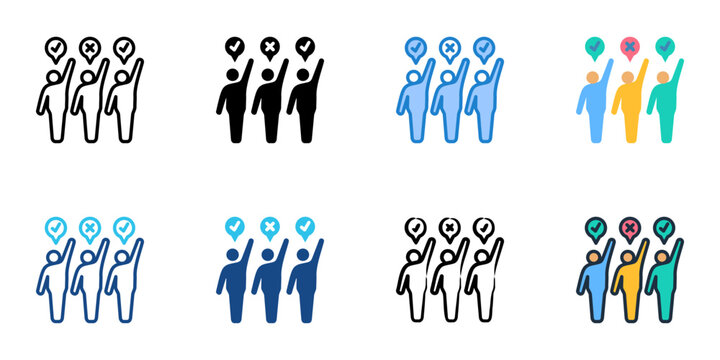 Youth Voters icons set multiple style collection. Editable stroke 
