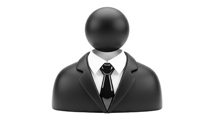 Stylized 3D Icon of a Person in a Black Suit