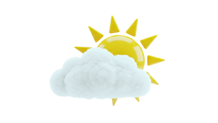 3D Sun Behind Cloud Icon