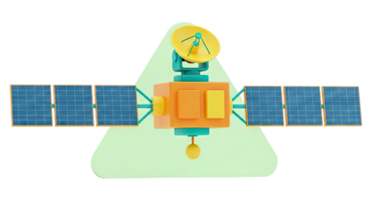 Stylized Cartoon Satellite with Solar Panels