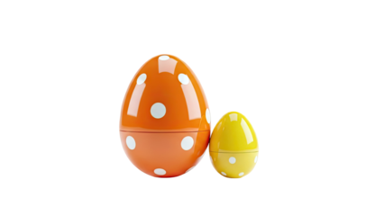 Two Polka Dot Easter Eggs, Orange and Yellow