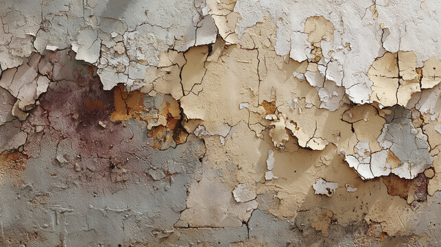 Cracked paint on a weathered surface, displaying texture and age