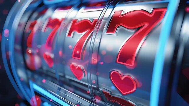 Jackpot Dreams: A close-up shot of a casino slot machine with the lucky sevens aligned, radiating an aura of anticipation and chance. This image encapsulates the thrill of gambling.
