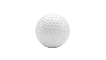 Single white golf ball with dimples on a plain background