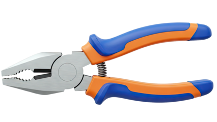 Combination Pliers with Blue and Orange Grips