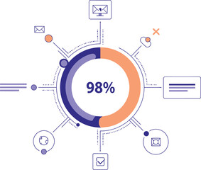 Colorful Flat Design Team Collaboration Meeting with Laptops and Charts Vector Illustration