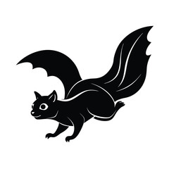 Fototapeta premium Flying squirrel woodland animal vector silhouette on white background