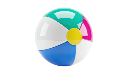 Colorful Beach Ball with Yellow Centerpiece