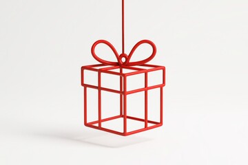 Festive Parcel Abstraction: A minimalist red outline of a gift box is suspended, evoking a sense of anticipation and the spirit of giving, capturing the essence of generosity and occasion.