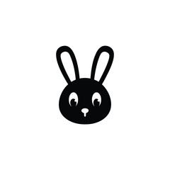 A cute black bunny face with big eyes and long ears