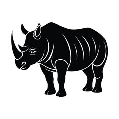 Obraz premium Rhinoceros Animal Vector Silhouette Isolated on White Background