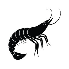 Shrimp Animal Vector Silhouette Isolated on White Background