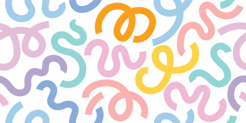 Seamless pattern with wavy lines. Abstract bright curved line shapes poster background. Modern, dynamic, and creative flat vector illustration isolated on white background.