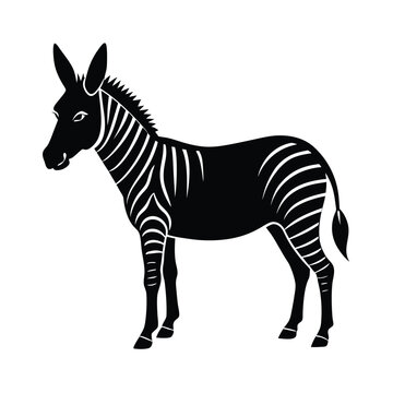Zonkey Animal Vector Silhouette Isolated on White Background