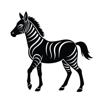 Zorse Animal Vector Silhouette Isolated on White Background