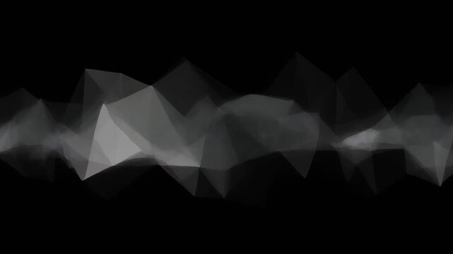 Abstract Low Poly Gray Geometric Pattern on Black Background
