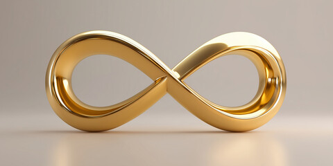 Golden infinity symbol representing eternity and limitless possibilities  