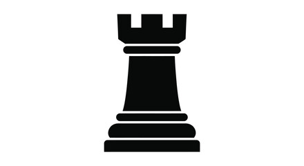 A striking black rook chess piece stands prominently displayed a bold silhouette © nhpvect02