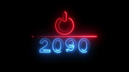 Glowing neon power button icon animation. 2090 new year power button. Startup push button animation. Switch power button animation.
