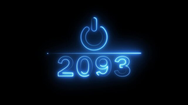 Glowing neon power button icon animation. 2093 new year power button. Startup push button animation. Switch power button animation.