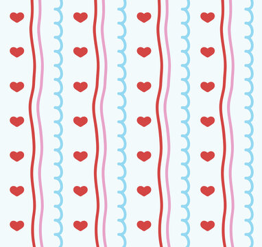 Cute Blue Pink Red Valentine Heart Pattern Design