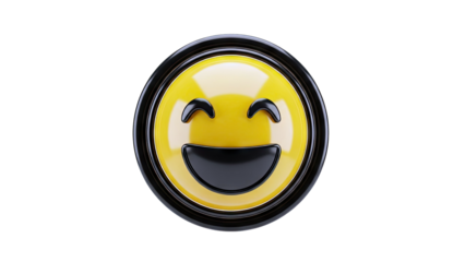 3D Happy Emoji with Black Border