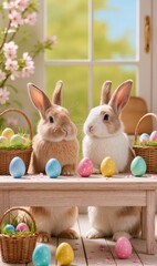 easter bunny with easter eggs