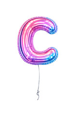 Colorful balloon letter c isolated on transparent background